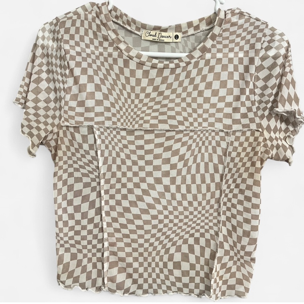 Brown Checkered Women's Top